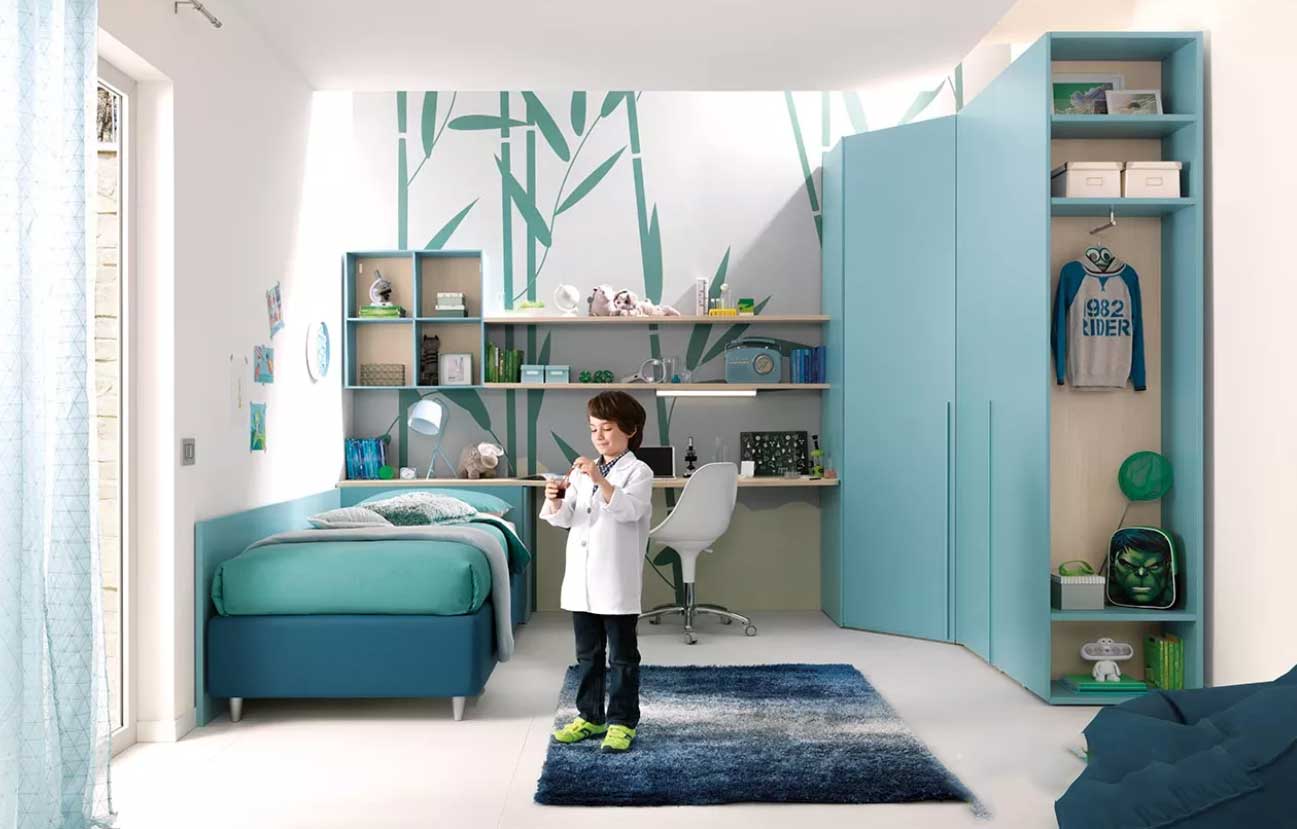 Comò Moderno CDF Kama 2K, 2 Ante, Colore Rovere Artisan/blu Scuro, Gambe Metallo, Largo 100 Cm, Made In Poland